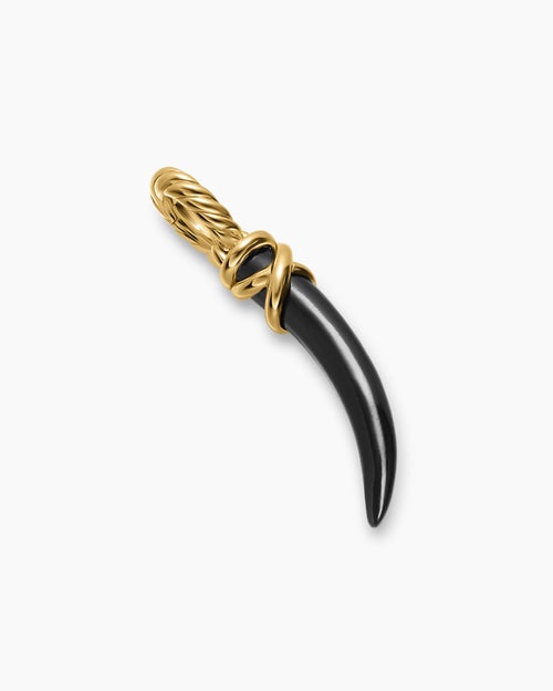 Womens Petite Tusk Amulet in 18K Yellow Gold with Black Onyx, 20.5mm