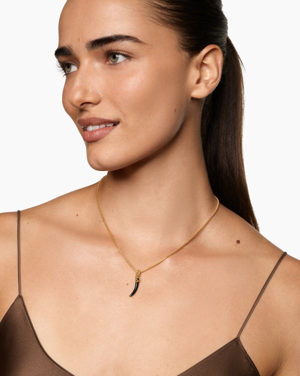 Petite Tusk Amulet in 18K Yellow Gold with Black Onyx, 20.5mm