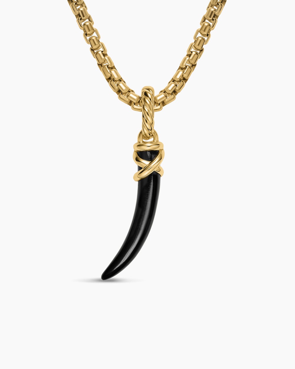 Womens Petite Tusk Amulet in 18ct Yellow Gold with Black Onyx, 20.5mm