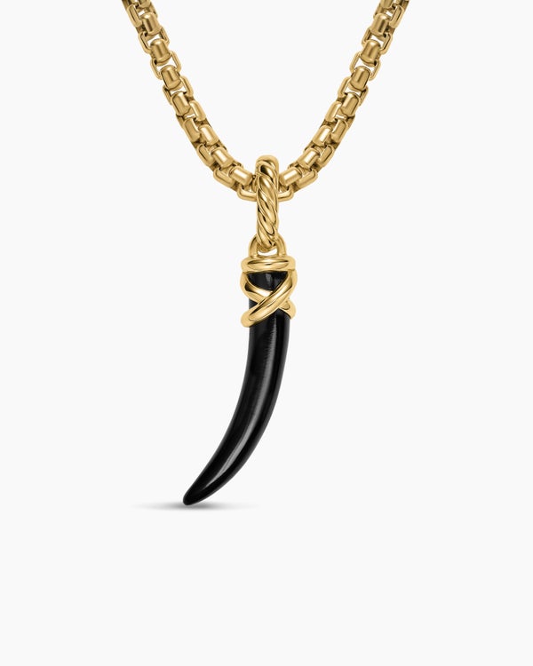 Petite Tusk Amulet in 18K Yellow Gold with Black Onyx, 20.5mm