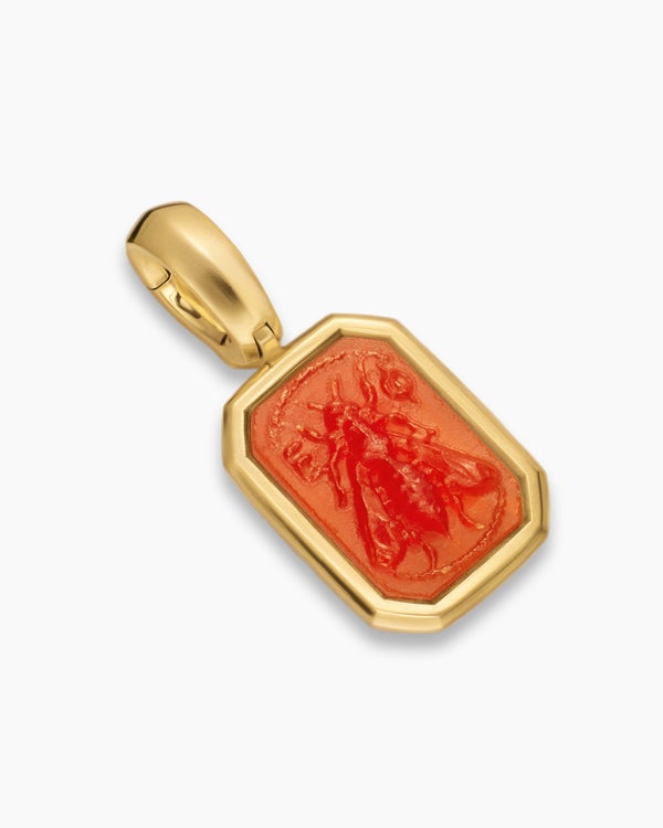 Petrvs® Petite Bee Amulet in 18ct Yellow Gold with Carnelian, 12.8mm