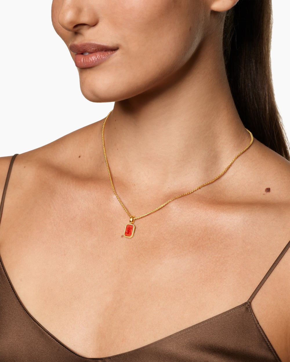 Womens Petrvs® Petite Bee Amulet in 18ct Yellow Gold with Carnelian, 12.8mm