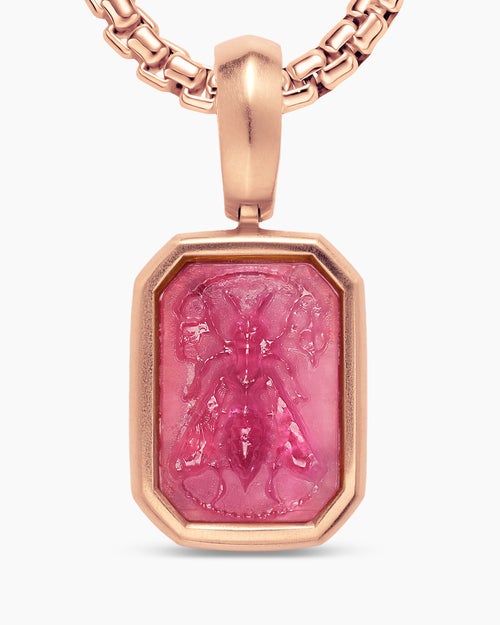 Womens Petrvs® Petite Bee Amulet in 18K Rose Gold with Rubellite, 12.8mm