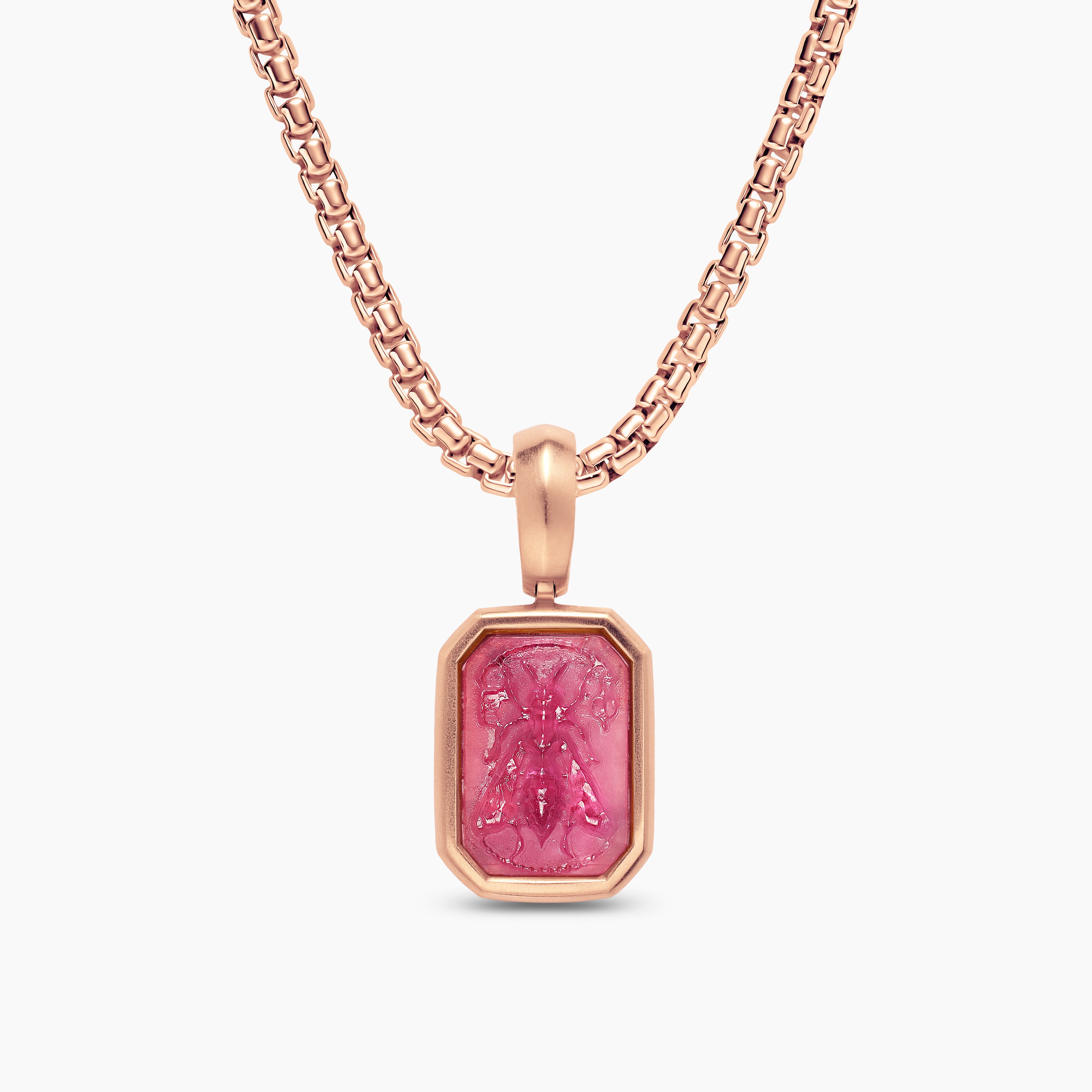 Womens Petrvs&reg; Petite Bee Amulet in 18K Rose Gold with Rubellite, 12.8mm
