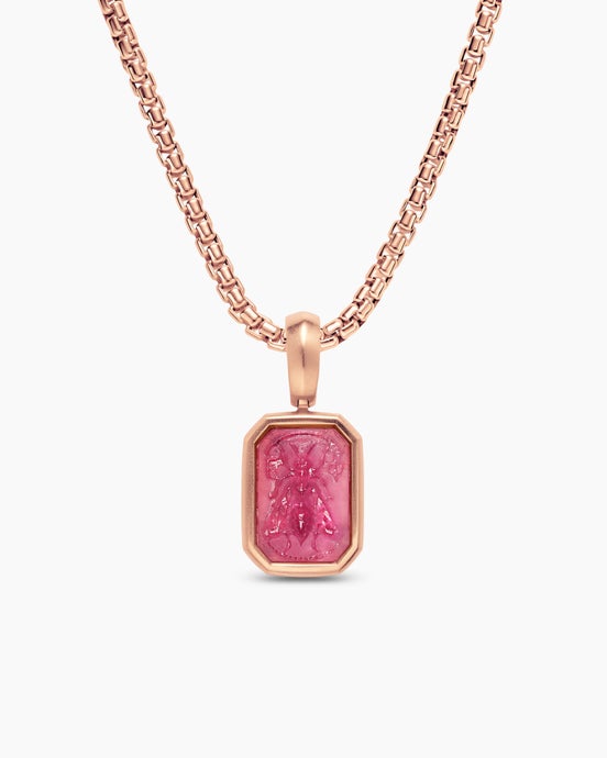Petrvs® Petite Bee Amulet in 18ct Rose Gold with Rubellite, 12.8mm
