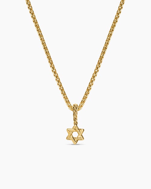 Womens Micro Pavé Star of David Amulet in 18ct Yellow Gold with Diamonds, 7.4mm