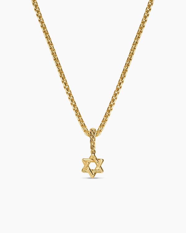 Amulette Étoile de David micro pavé en or jaune 18 carats avec diamants, 7,4 mm