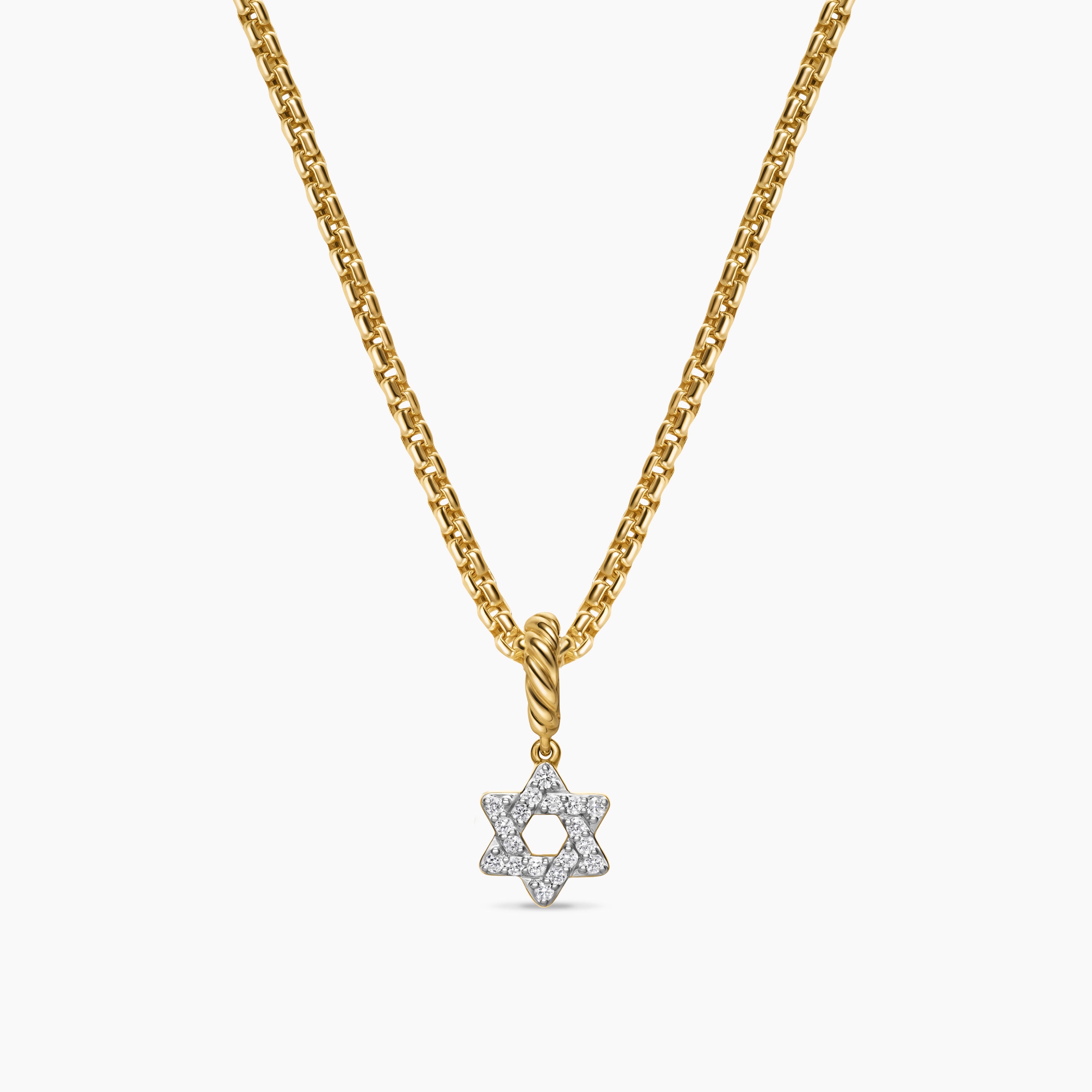 Womens Micro Pav&eacute; Star of David Amulet in 18K Yellow Gold with Diamonds, 7.4mm
