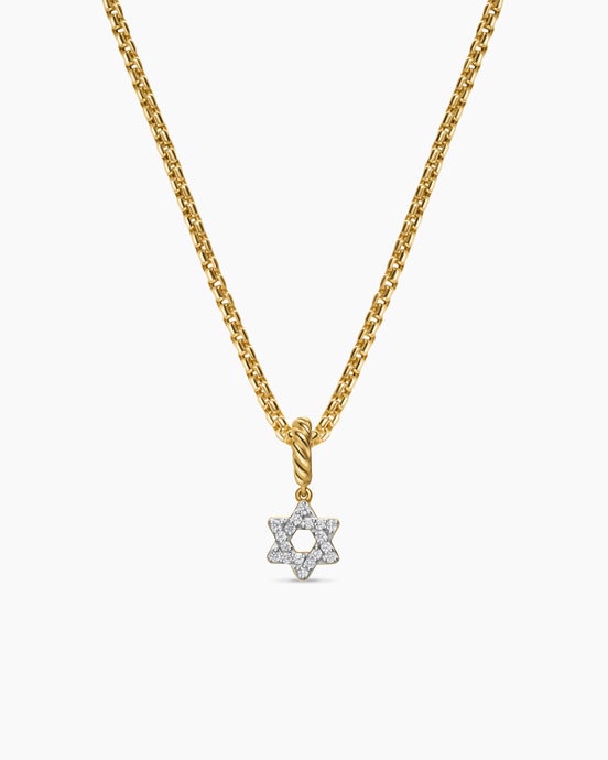 Micro Pavé Star of David Amulet in 18K Yellow Gold with Diamonds, 7.4mm