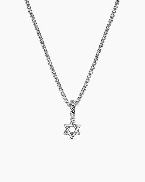 Amulette Étoile de David micro pavé en argent massif et diamants, 7,4 mm