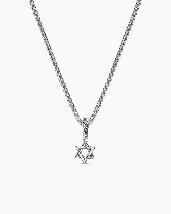 Micro Pavé Star of David Amulet in Sterling Silver with Diamonds, 7.4mm