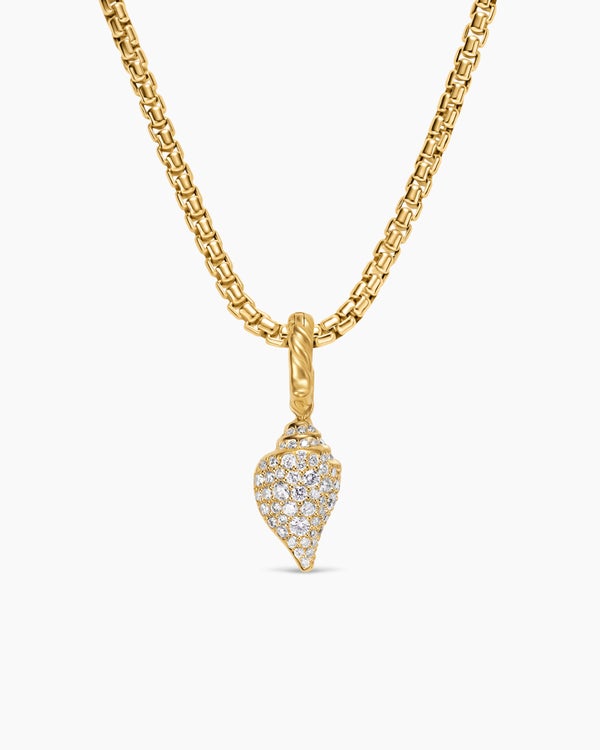 Pavé Shell Amulet in 18ct Yellow Gold with Diamonds, 12.8mm