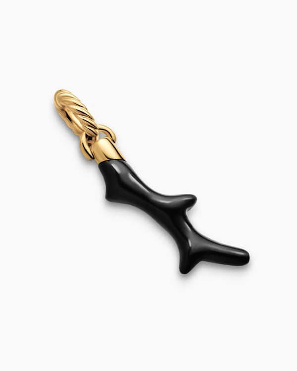 Petite Coral Amulet in 18K Yellow Gold with Black Onyx, 25.2mm