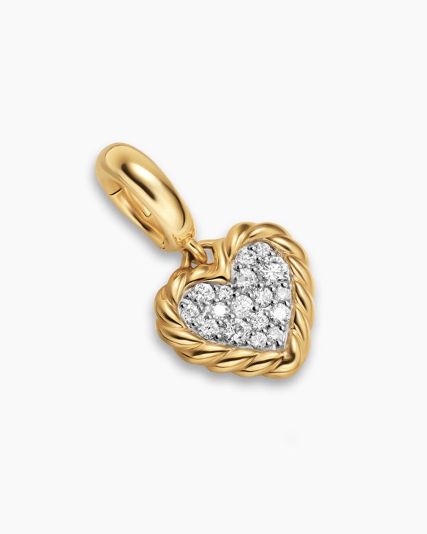 Petite DY Elements® Heart Plate Pendant in 18ct Yellow Gold with Diamonds, 8.2mm