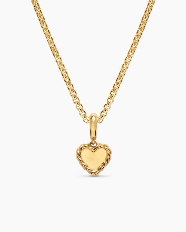 Petite DY Elements® Heart Plate Pendant in 18ct Yellow Gold with Diamonds, 8.2mm
