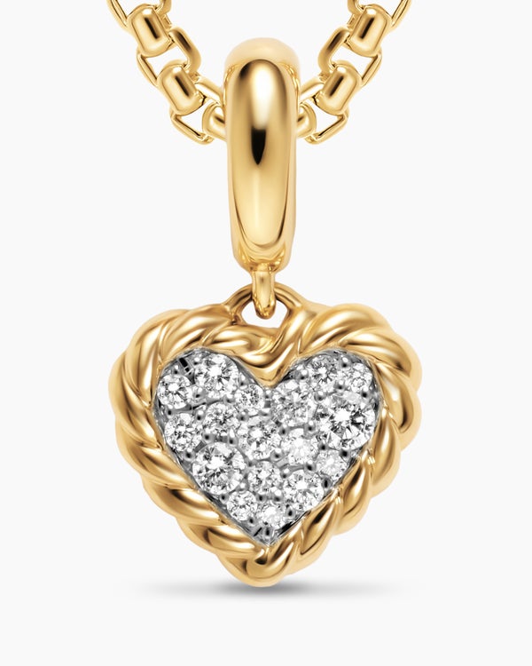 Petite DY Elements® Heart Plate Pendant in 18ct Yellow Gold with Diamonds, 8.2mm