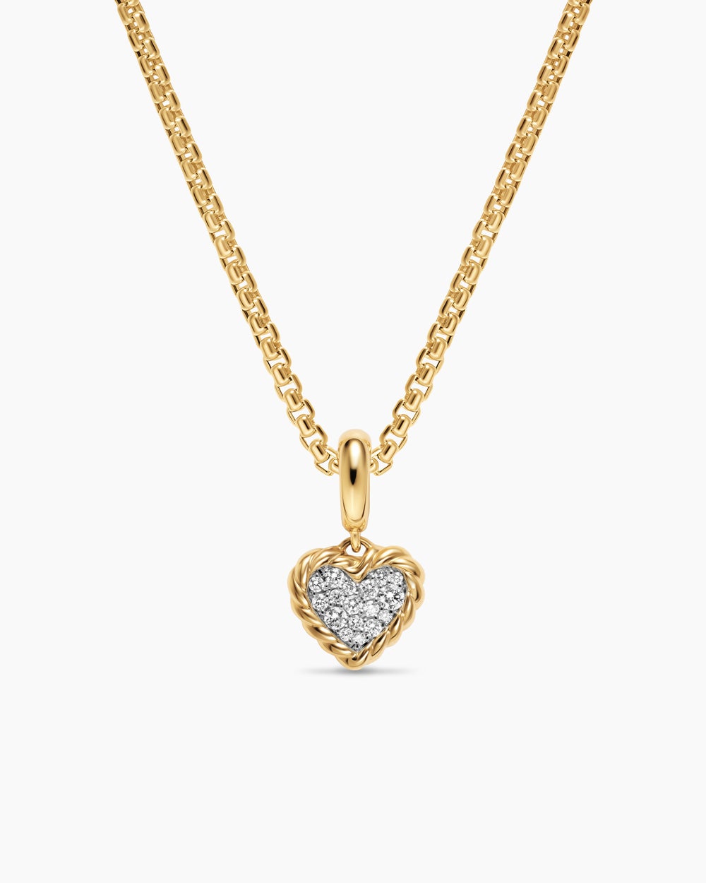 Womens Petite DY Elements® Heart Plate Pendant in 18ct Yellow Gold with Diamonds, 8.2mm