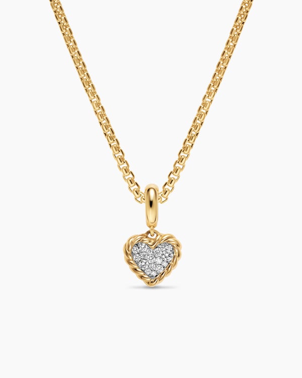 Petite DY Elements® Heart Plate Pendant in 18ct Yellow Gold with Diamonds, 8.2mm