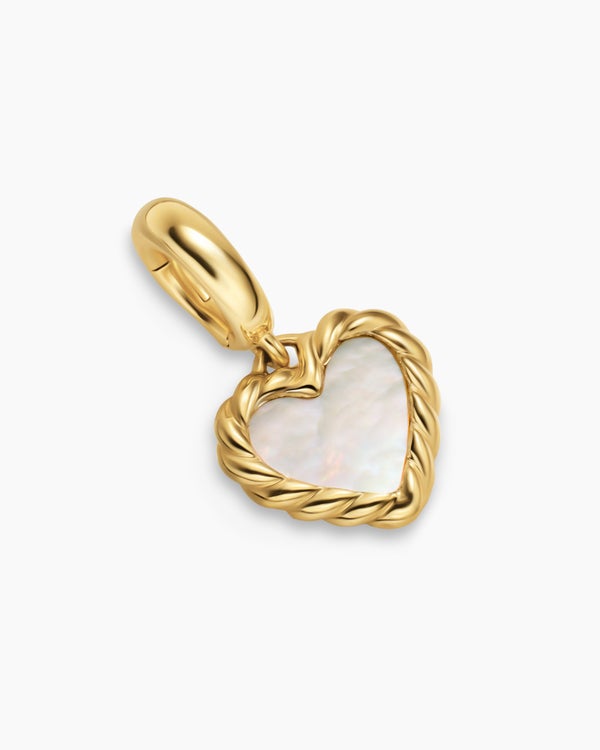 Petite DY Elements® Heart Station Pendant in 18ct Yellow Gold with Mother of Pearl, 8.2mm