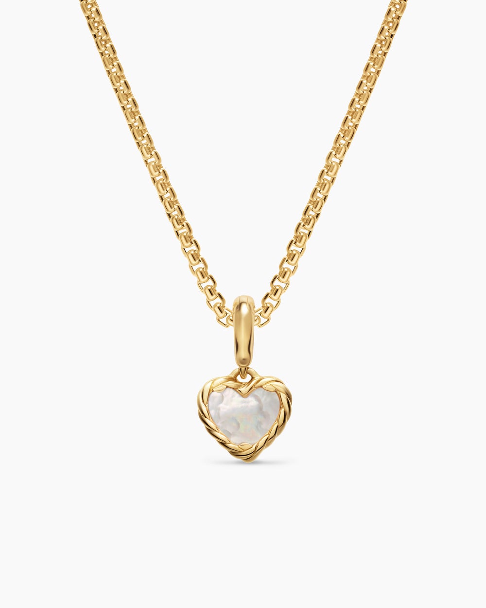 Womens Petite DY Elements® Heart Station Pendant in 18ct Yellow Gold with Mother of Pearl, 8.2mm