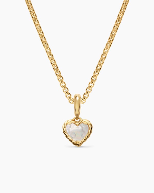 Petite DY Elements® Heart Station Pendant in 18ct Yellow Gold with Mother of Pearl, 8.2mm