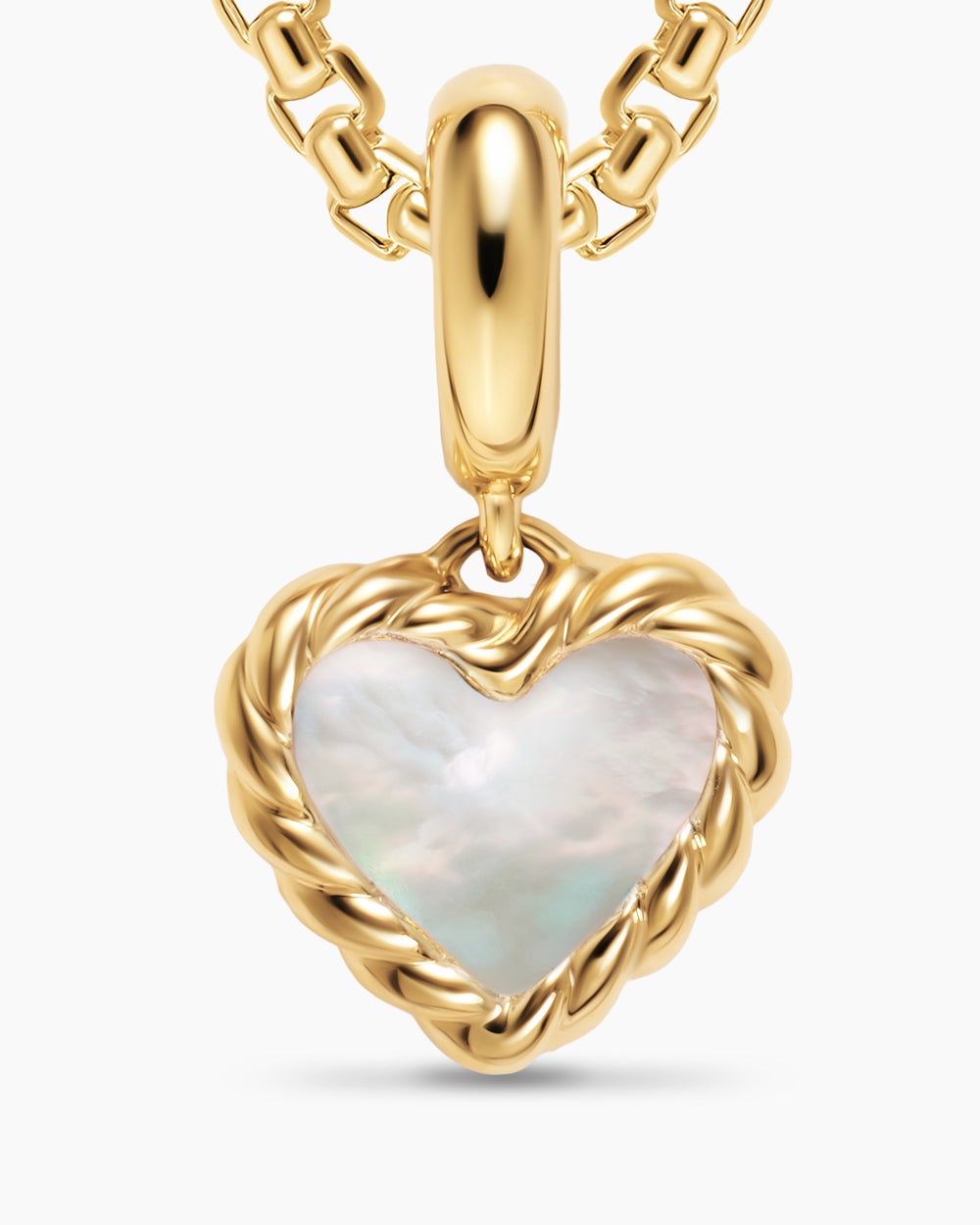 Womens Petite DY Elements® Heart Station Pendant in 18ct Yellow Gold with Mother of Pearl, 8.2mm