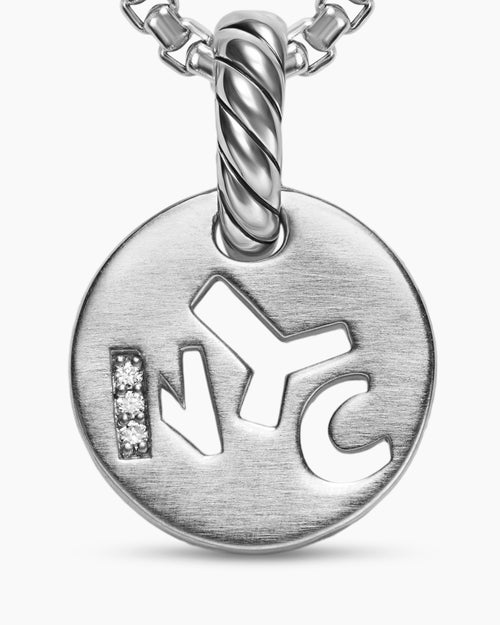 Womens Petite NYC Elements Amulet in Sterling Silver with Diamonds, 12.3mm