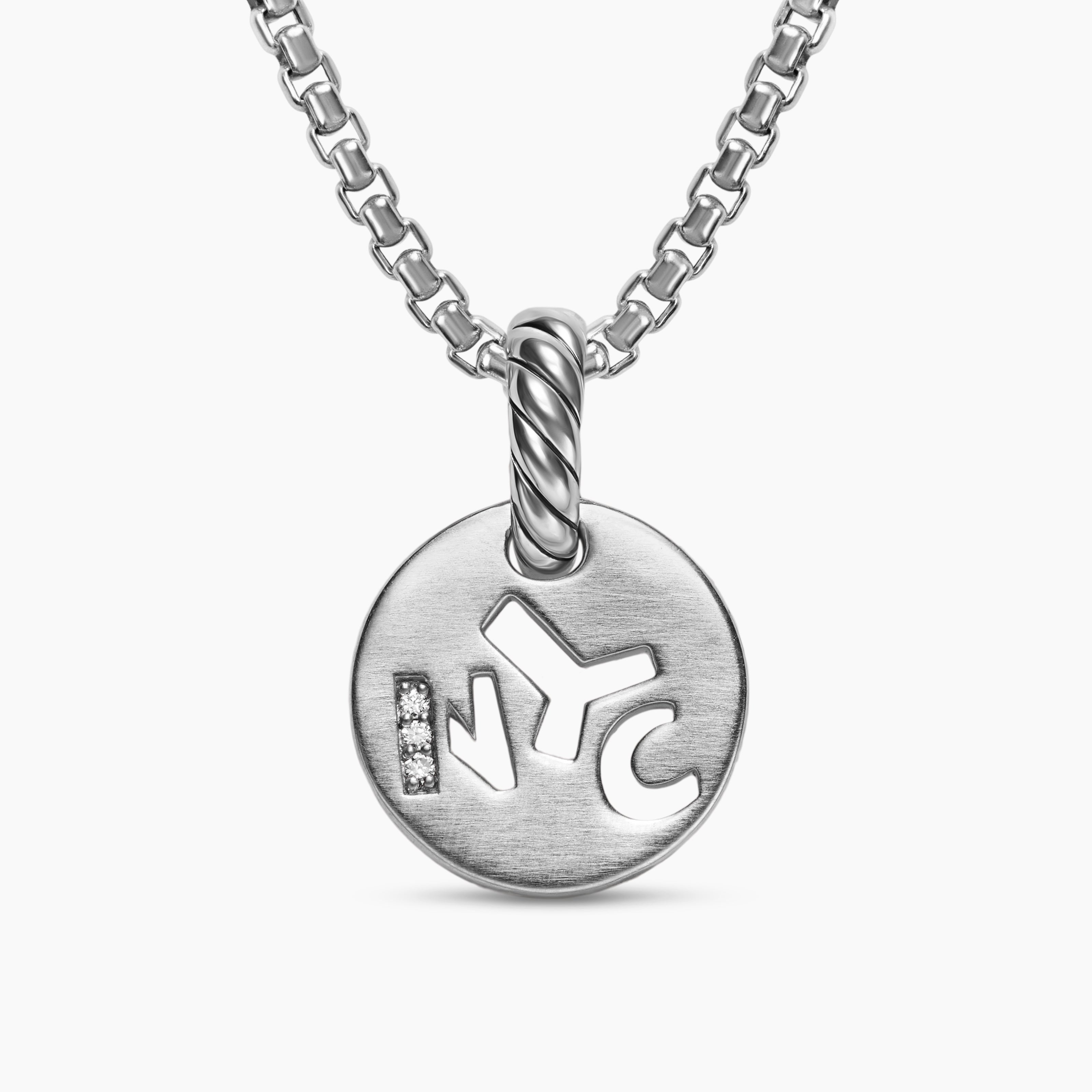 Womens Petite NYC Elements Amulet in Sterling Silver with Diamonds, 12.3mm