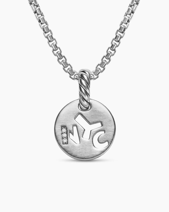 Petite NYC Elements Amulet in Sterling Silver with Diamonds, 12.3mm