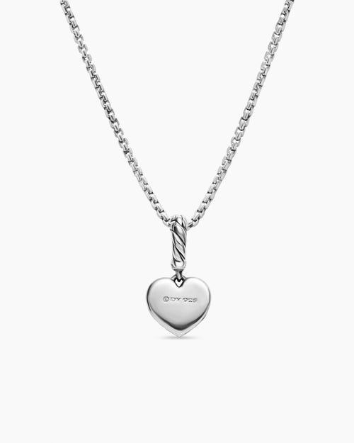 Womens Petite Compass Heart Amulet in Sterling Silver with Diamond, 7.4mm