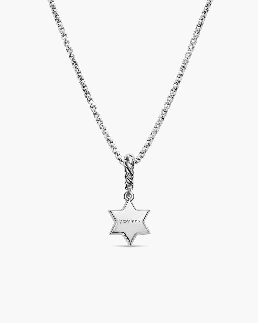 Womens Petite Star of David Amulet in Sterling Silver with Diamond, 7.7mm