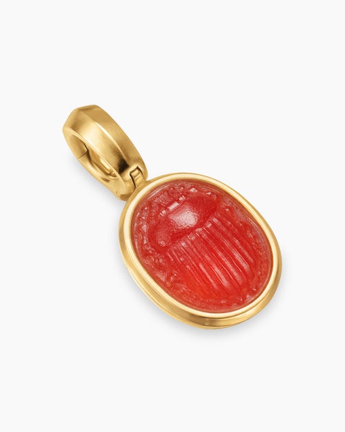 Womens Petrvs® Petite Scarab Amulet in 18K Yellow Gold with Carnelian, 12.1mm