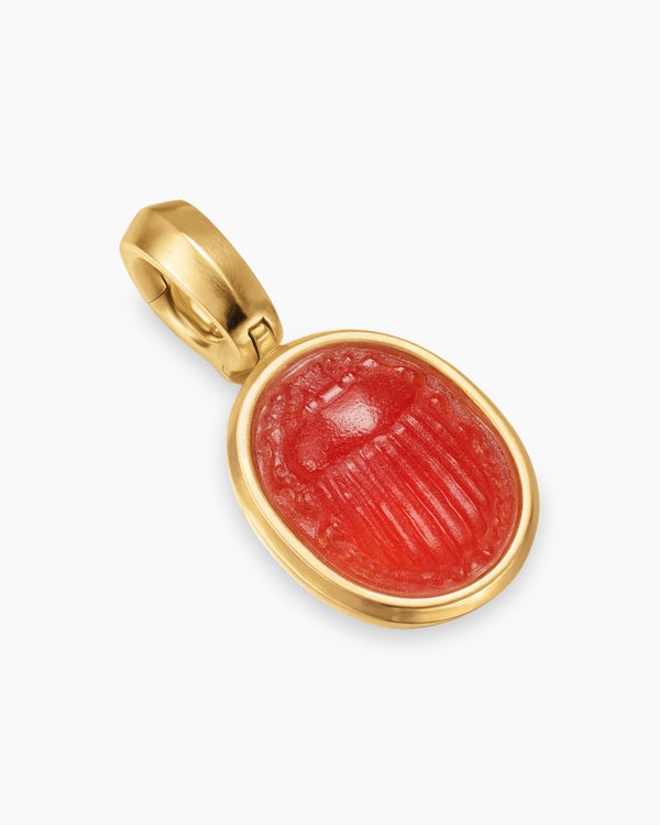 Petrvs® Petite Scarab Amulet in 18ct Yellow Gold with Carnelian, 12.1mm