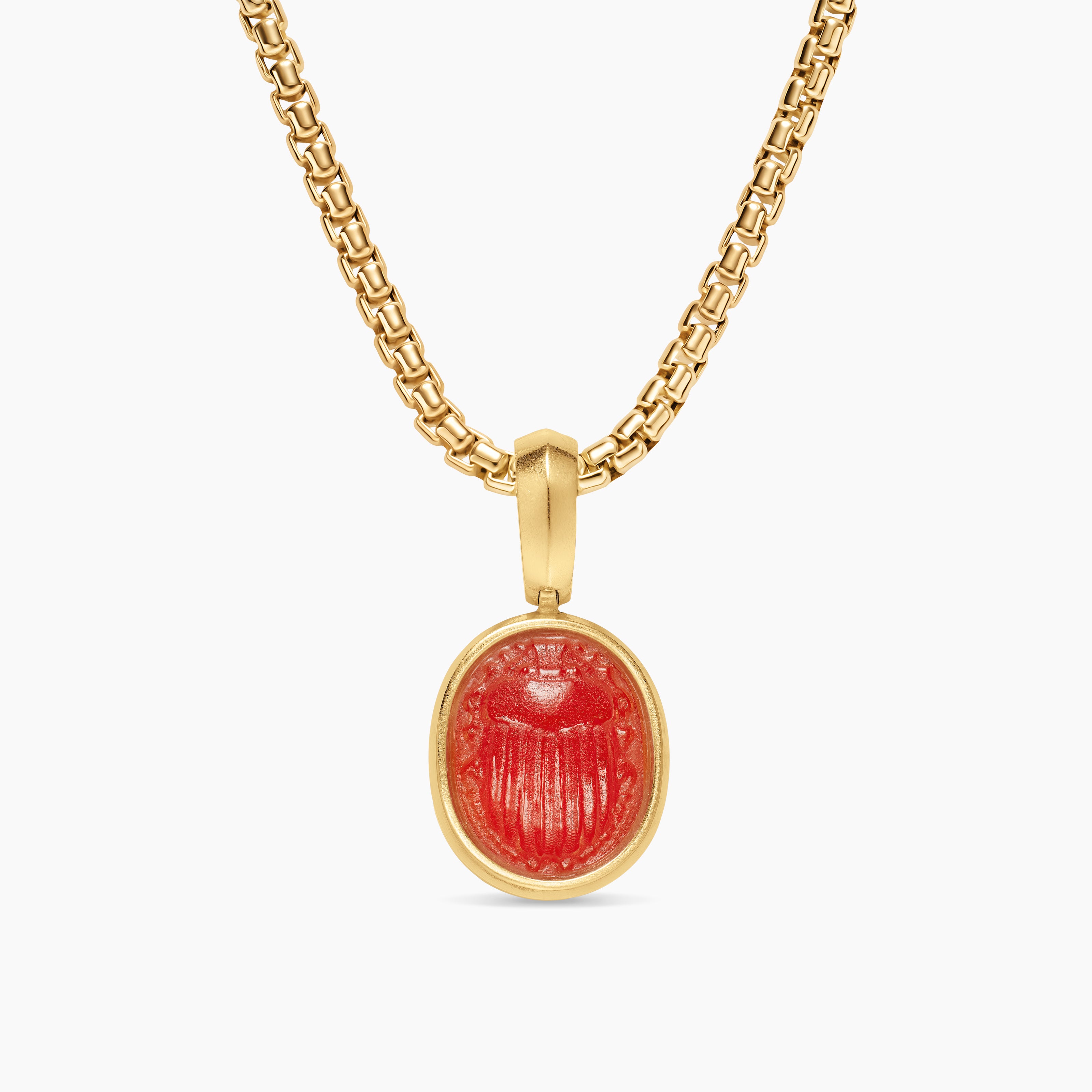 Womens Petrvs&reg; Petite Scarab Amulet in 18K Yellow Gold with Carnelian, 12.1mm