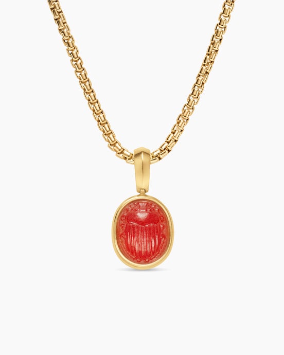 Petrvs® Petite Scarab Amulet in 18ct Yellow Gold with Carnelian, 12.1mm