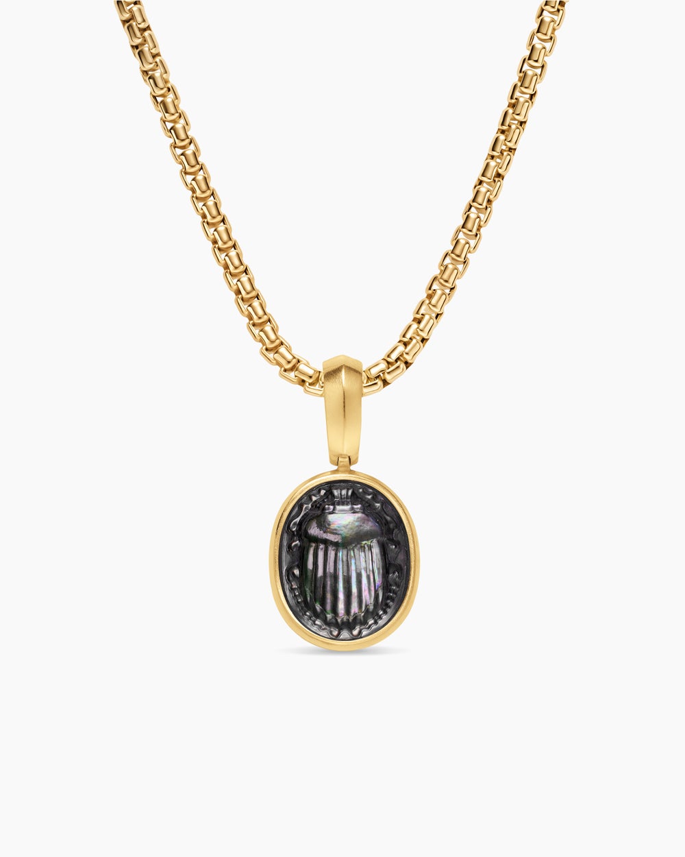 Womens Petrvs® Petite Scarab Amulet in 18ct Yellow Gold with Black Mother of Pearl, 12.1mm