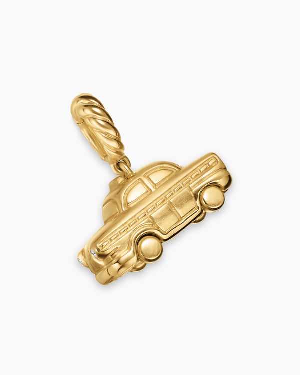Petite Taxi Amulet in 18ct Yellow Gold with Diamonds, 7.5mm