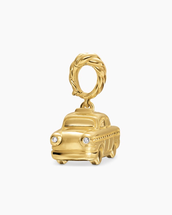 Petite Taxi Amulet in 18ct Yellow Gold with Diamonds, 7.5mm