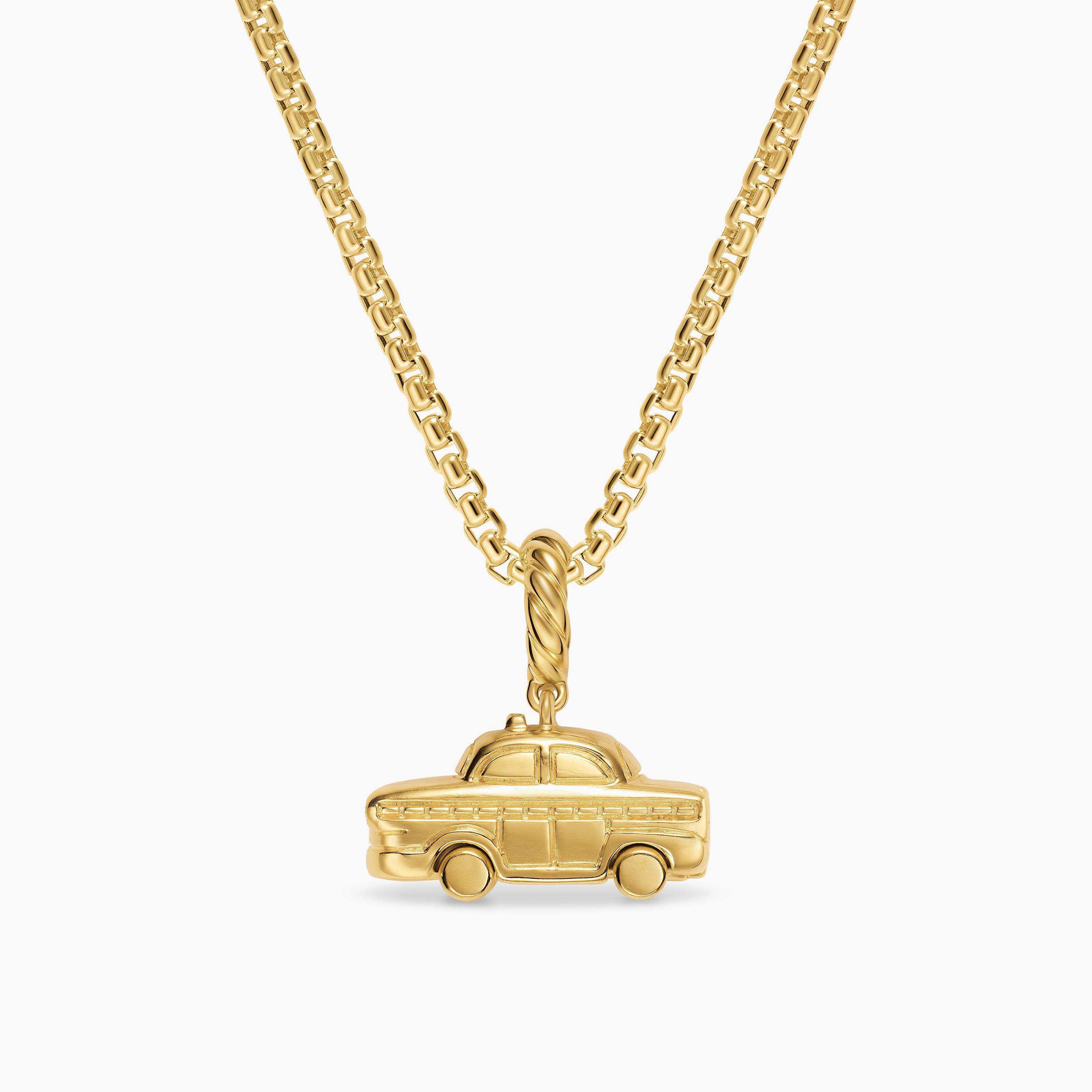Womens Petite Taxi Amulet in 18K Yellow Gold with Diamonds, 7.5mm