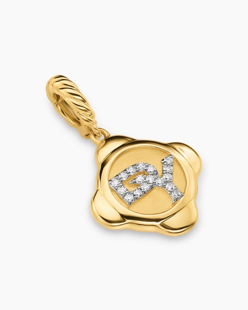 Womens Cable Collectibles® DY Logo Amulet in 18K Yellow Gold with Diamonds, 13.7mm
