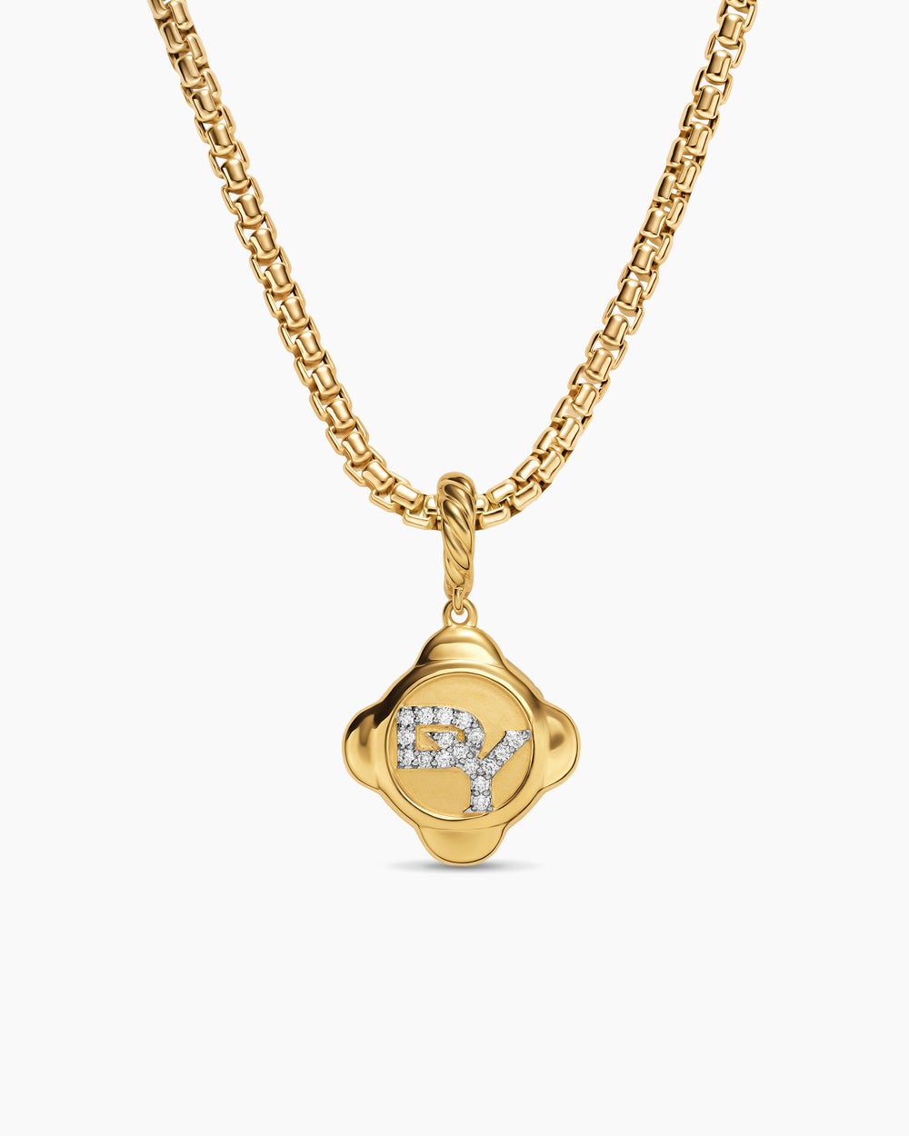 Womens Cable Collectibles® DY Logo Amulet in 18K Yellow Gold with Diamonds, 13.7mm