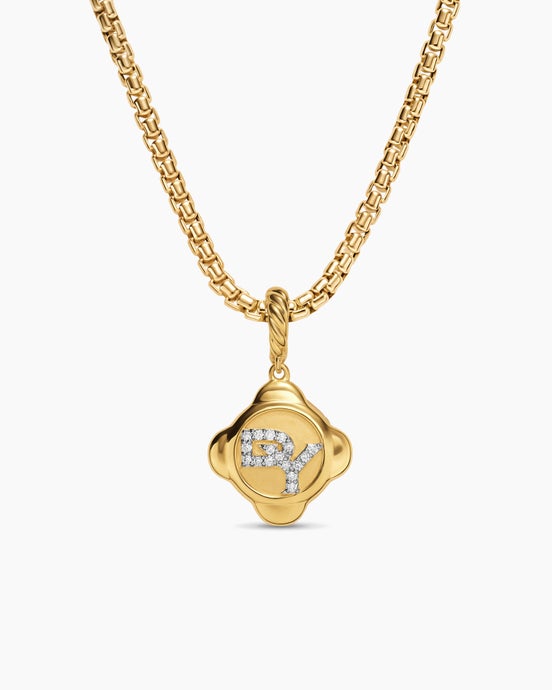 Cable Collectibles® DY Logo Amulet in 18ct Yellow Gold with Diamonds, 13.7mm