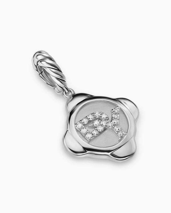 Cable Collectibles® DY Logo Amulet in Sterling Silver with Diamonds, 13.7mm