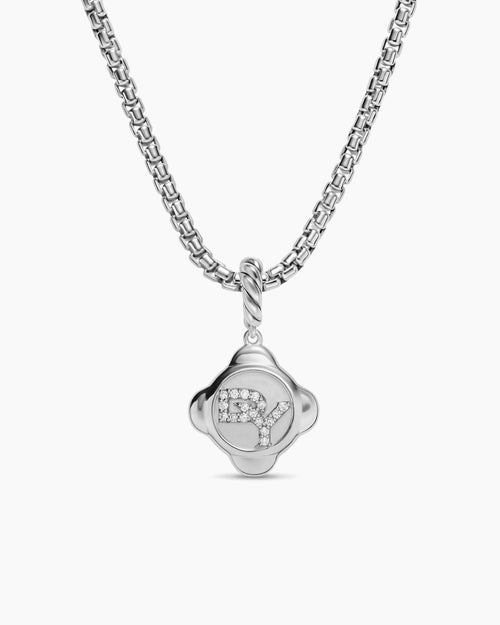 Womens Cable Collectibles® DY Logo Amulet in Sterling Silver with Diamonds, 13.7mm