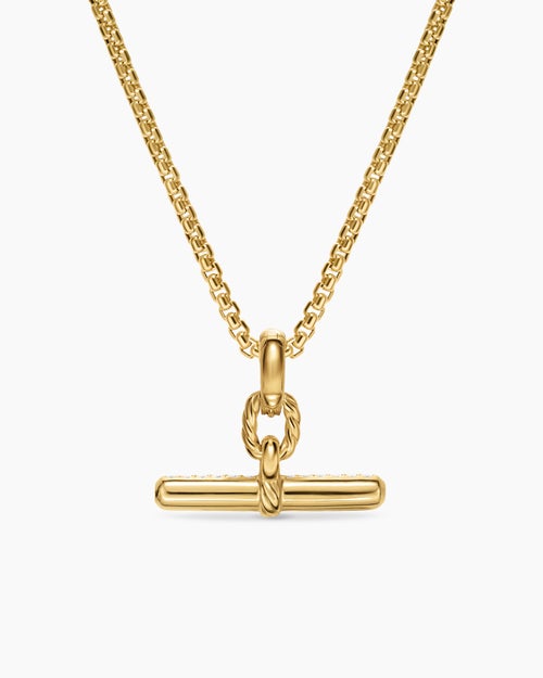 Womens DY Madison® Toggle Pendant in 18K Yellow Gold with Diamonds, 20.2mm