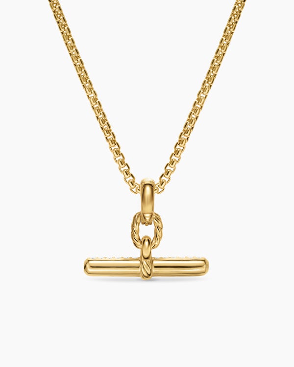 DY Madison® Toggle Pendant in 18K Yellow Gold with Diamonds, 20.2mm