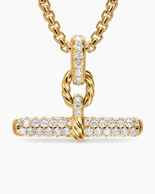 Womens DY Madison® Toggle Pendant in 18K Yellow Gold with Diamonds, 20.2mm