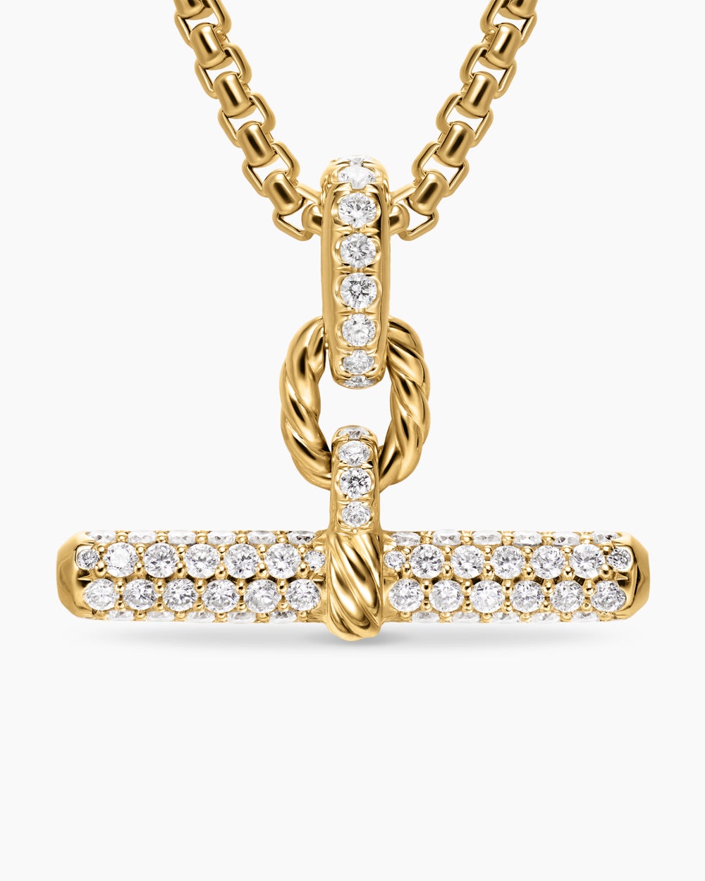 Womens DY Madison® Toggle Pendant in 18ct Yellow Gold with Diamonds, 20.2mm