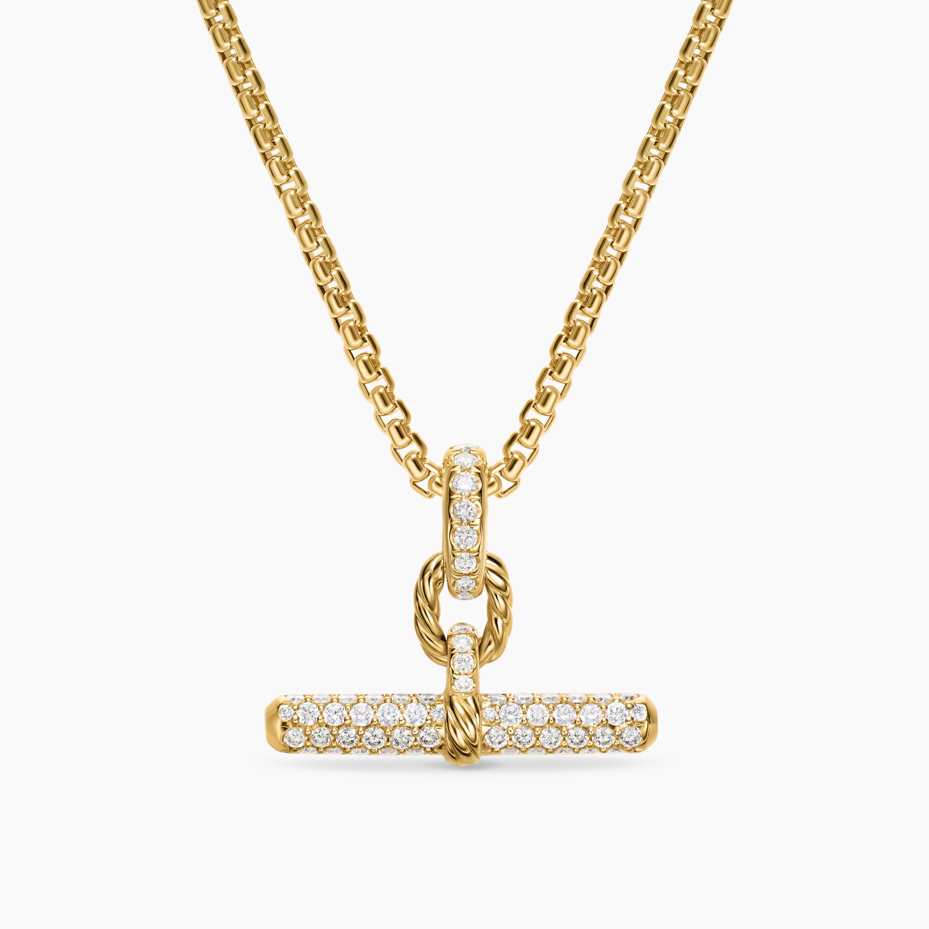 Womens DY Madison&reg; Toggle Pendant in 18K Yellow Gold with Diamonds, 20.2mm