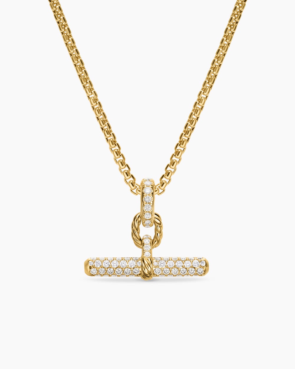 Womens DY Madison® Toggle Pendant in 18ct Yellow Gold with Diamonds, 20.2mm